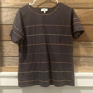 Rainbow Wave Striped Tee, Size M
